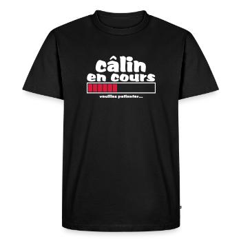 câlin en cours,amour,mariage,ev,formes,cœur - T-shirt Premium bio Homme - noir - Devant - Nico (187cm)