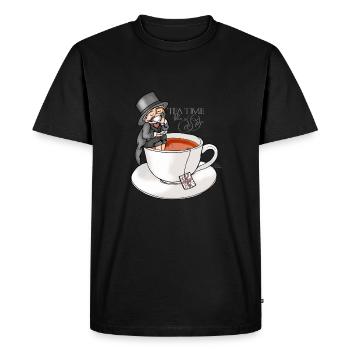 tea time like a Sir with Earl Grey (text) - Men's Premium Organic T-Shirt - black - Front - Nico (187cm)