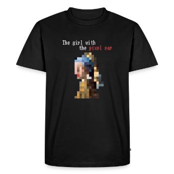 La fille à l’oreille de pixel - T-shirt Premium bio Homme - noir - Devant - Nico (187cm)