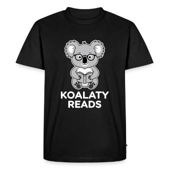 Koalaty Reads - Koala amoureux des livres - T-shirt Premium bio Homme - noir - Devant - Nico (187cm)