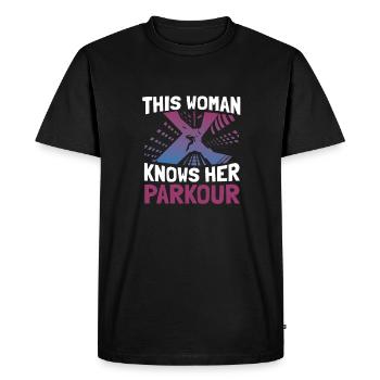 Parkour Runner - Men's Premium Organic T-Shirt - black - Front - Nico (187cm)