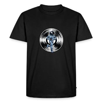 Astronaute collectionneur de disques vinyles - T-shirt Premium bio Homme - noir - Devant - Nico (187cm)