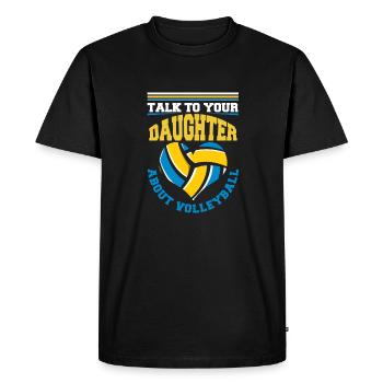 Fille d’une joueuse de volleyball - T-shirt Premium bio Homme - noir - Devant - Nico (187cm)