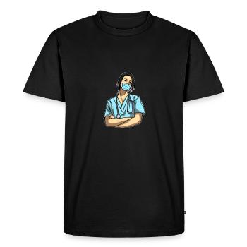 Infirmier - T-shirt Premium bio Homme - noir - Devant - Nico (187cm)
