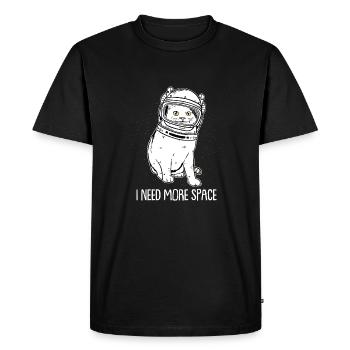 Cat Astronaut I Need More Space - Men's Premium Organic T-Shirt - black - Front - Nico (187cm)