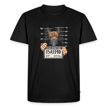 Lama Llama police photo - Men's Premium Organic T-Shirt - black - Front - Nico (187cm)