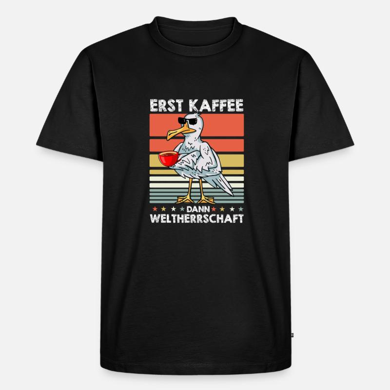 Möwe Kaffee-Sonnenbrille - Männer Premium Bio T-Shirt - Schwarz