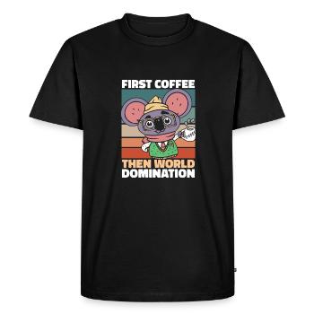 Koala Bear Coffee Glasses - Men's Premium Organic T-Shirt - black - Front - Nico (187cm)