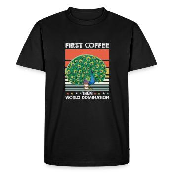 Peacock Bird Coffee - Men's Premium Organic T-Shirt - black - Front - Nico (187cm)
