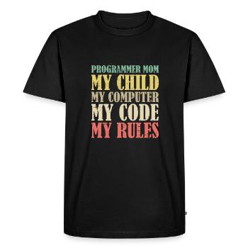 Développeur Coder Programmeur Mama - T-shirt Premium bio Homme - noir - Devant - Nico (187cm)
