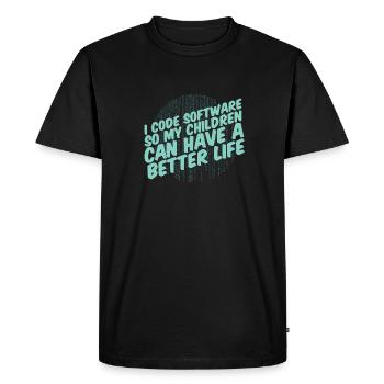 Développeur Coder Programmeur Parent - T-shirt Premium bio Homme - noir - Devant - Nico (187cm)
