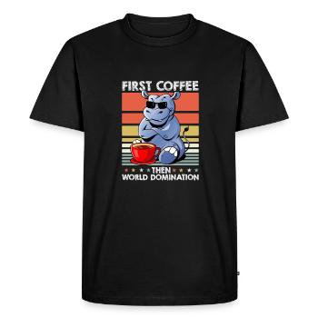 Hippo Hippo Hippopotamus Coffee Lunettes de soleil - T-shirt Premium bio Homme - noir - Devant - Nico (187cm)