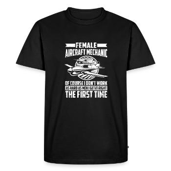 Airplane Mechanic Female - Men's Premium Organic T-Shirt - black - Front - Nico (187cm)