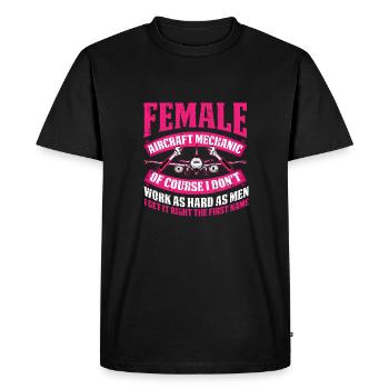 Airplane Mechanic Female - Men's Premium Organic T-Shirt - black - Front - Nico (187cm)