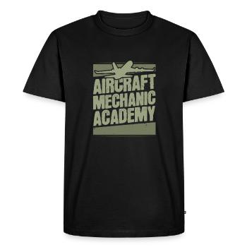 Académie de mécanique aéronautique - T-shirt Premium bio Homme - noir - Devant - Nico (187cm)
