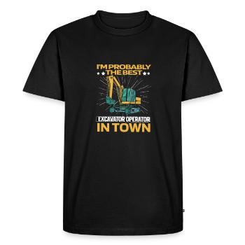 Pilote de pelle - T-shirt Premium bio Homme - noir - Devant - Nico (187cm)