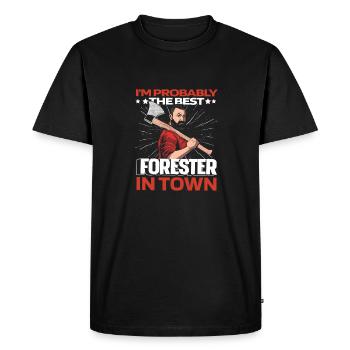Déchiqueteuse forestière Bûcheron Hache - T-shirt Premium bio Homme - noir - Devant - Nico (187cm)