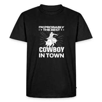Rodéo Cowboy Taureau - T-shirt Premium bio Homme - noir - Devant - Nico (187cm)