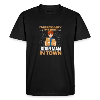 Magasinier - T-shirt Premium bio Homme - noir - Devant - Nico (187cm)