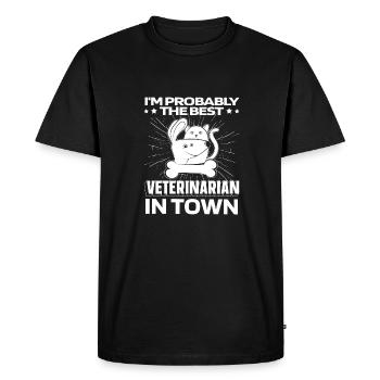 Vétérinaire Vétérinaire Chat Chien - T-shirt Premium bio Homme - noir - Devant - Nico (187cm)