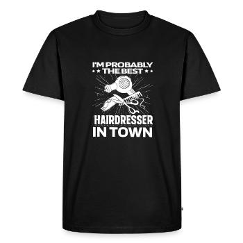 Coiffeur Coiffeur Sèche-cheveux - T-shirt Premium bio Homme - noir - Devant - Nico (187cm)