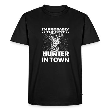 Chasse Chasseur Chasse au cerf - T-shirt Premium bio Homme - noir - Devant - Nico (187cm)