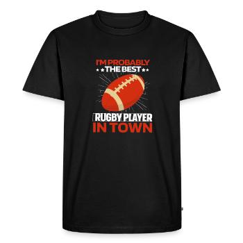 Rugby - T-shirt Premium bio Homme - noir - Devant - Nico (187cm)