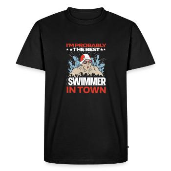 Nageurs nageurs drôles - T-shirt Premium bio Homme - noir - Devant - Nico (187cm)