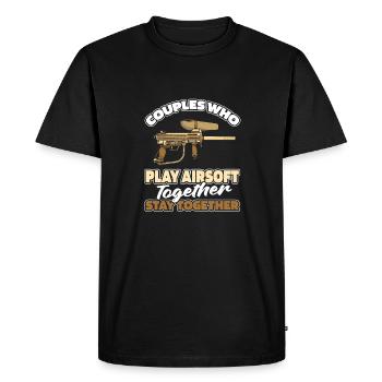Paire Airsoft - T-shirt Premium bio Homme - noir - Devant - Nico (187cm)