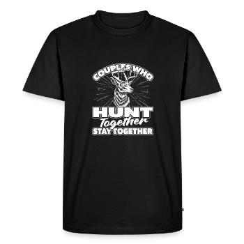 Couple de chasseurs chasseurs - T-shirt Premium bio Homme - noir - Devant - Nico (187cm)