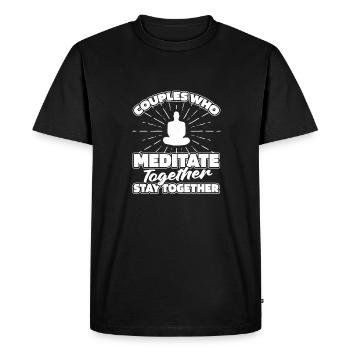 Méditation Méditer Couple - T-shirt Premium bio Homme - noir - Devant - Nico (187cm)