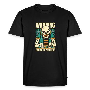Développeur Coder Programmeur Squelette - T-shirt Premium bio Homme - noir - Devant - Nico (187cm)