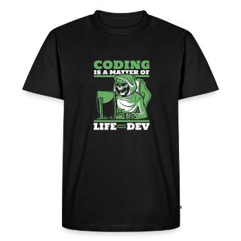 Développeur Coder Programmeur Squelette - T-shirt Premium bio Homme - noir - Devant - Nico (187cm)