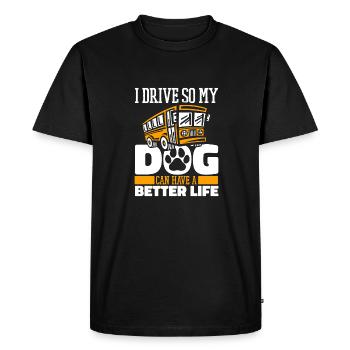 Bus Bus driver dog - Men's Premium Organic T-Shirt - black - Front - Nico (187cm)