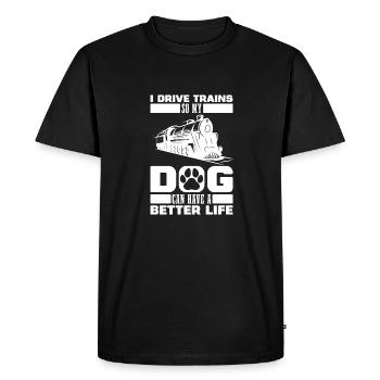 Engine driver train driver dog - Men's Premium Organic T-Shirt - black - Front - Nico (187cm)