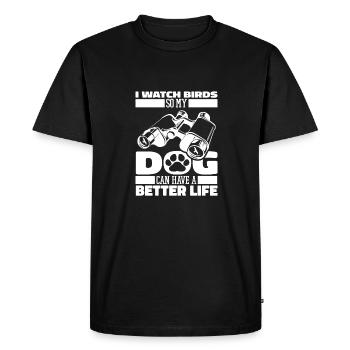 Chien ornithologue - T-shirt Premium bio Homme - noir - Devant - Nico (187cm)