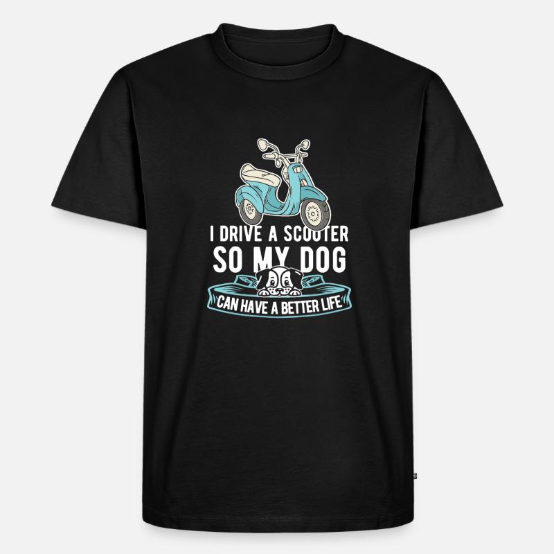Motorroller Hund - Männer Premium Bio T-Shirt - Schwarz