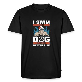 Swimming Swimmers Dog - Men's Premium Organic T-Shirt - black - Front - Nico (187cm)
