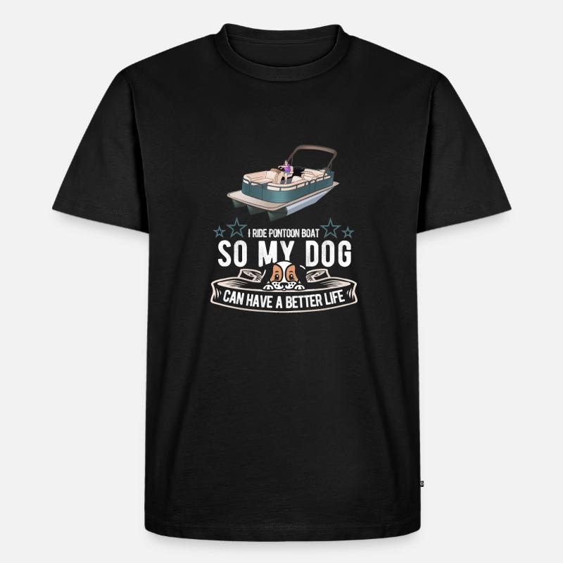 Pontonboot Hund - Männer Premium Bio T-Shirt - Schwarz
