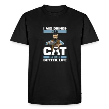 Bartender Bartender Cat Bartender - Men's Premium Organic T-Shirt - black - Front - Nico (187cm)