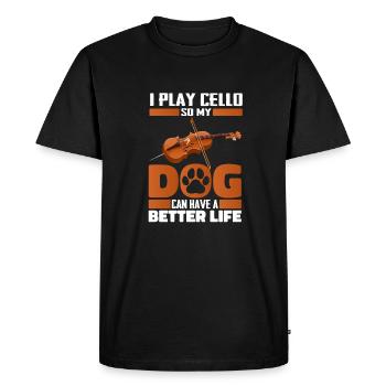 Violoncelle Chien violoncelliste - T-shirt Premium bio Homme - noir - Devant - Nico (187cm)