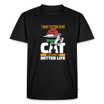 Tattoo Artist Tattoo Cat - Men's Premium Organic T-Shirt - black - Front - Nico (187cm)