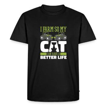 Agriculteur Agriculteur Chat - T-shirt Premium bio Homme - noir - Devant - Nico (187cm)