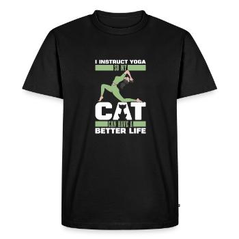 Yoga Teacher Yoga Instructor Cat - Men's Premium Organic T-Shirt - black - Front - Nico (187cm)