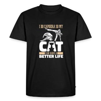 Capoeira Martial Dance Cat - Men's Premium Organic T-Shirt - black - Front - Nico (187cm)