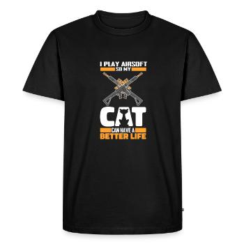 Chat Airsoft - T-shirt Premium bio Homme - noir - Devant - Nico (187cm)