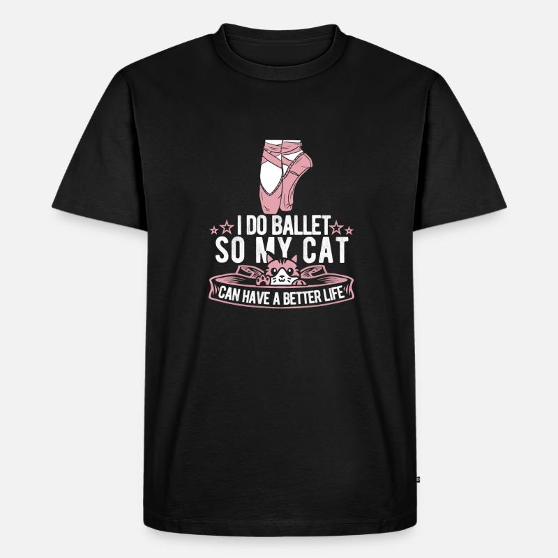 Ballet Balerina Katze - Männer Premium Bio T-Shirt - Schwarz
