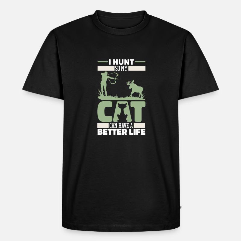 Bogenjagd Bogenjäger Katze - Männer Premium Bio T-Shirt - Schwarz