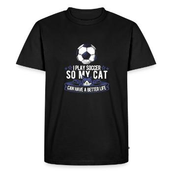 Football Footballeur Chat - T-shirt Premium bio Homme - noir - Devant - Nico (187cm)