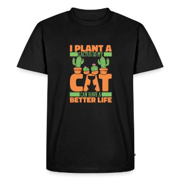 Cactus Garden Cat - Men's Premium Organic T-Shirt - black - Front - Nico (187cm)